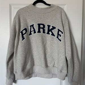 Parke varsity mockneck sweatshirt grey and navy